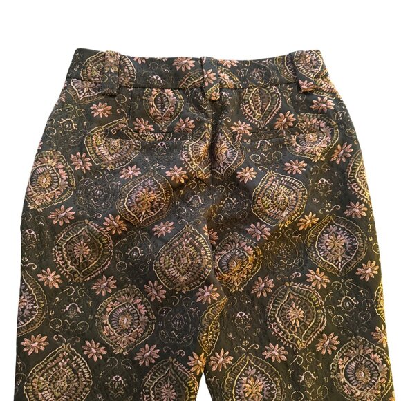 A.L.C. Brocade Flared Pants Trousers Women's Black/Brown/Pink Pattern, Size 2 - Picture 4 of 11